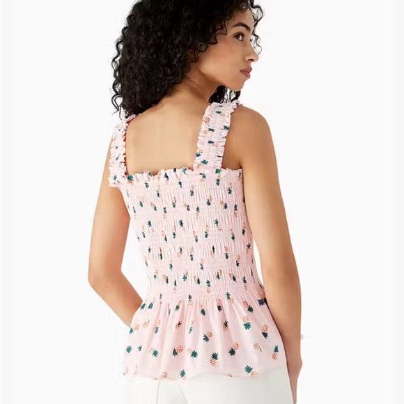 NWT cute Kate Spade pink smocked pineapple top summer size Large - Picture 5 of 6